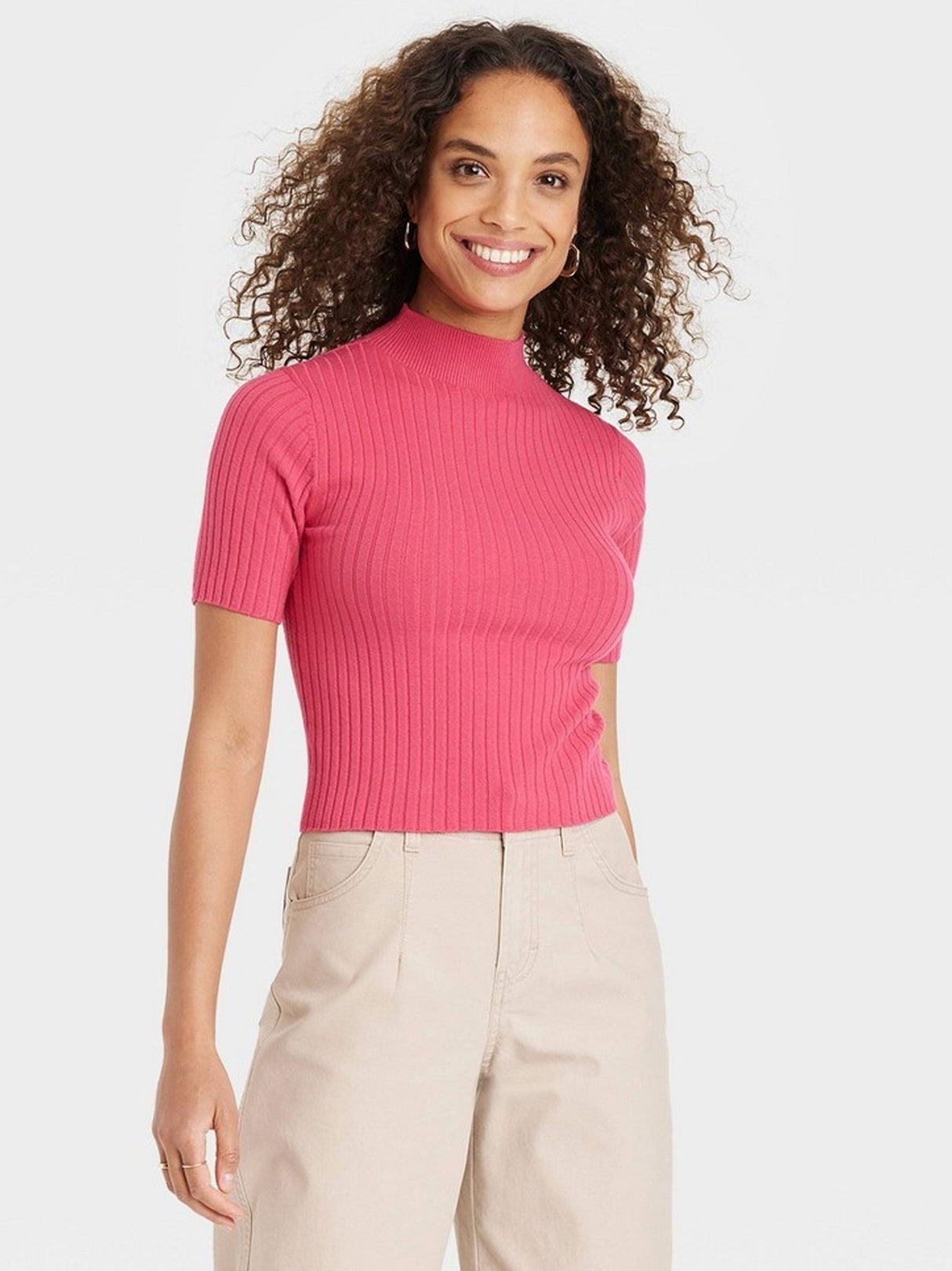 Image for Women's Ribbed Sweater,Pink