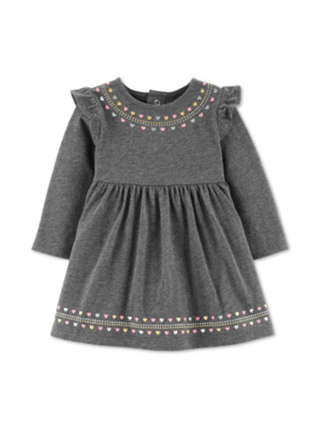 Image for Kids Girl's Heart Printed Dress,Grey