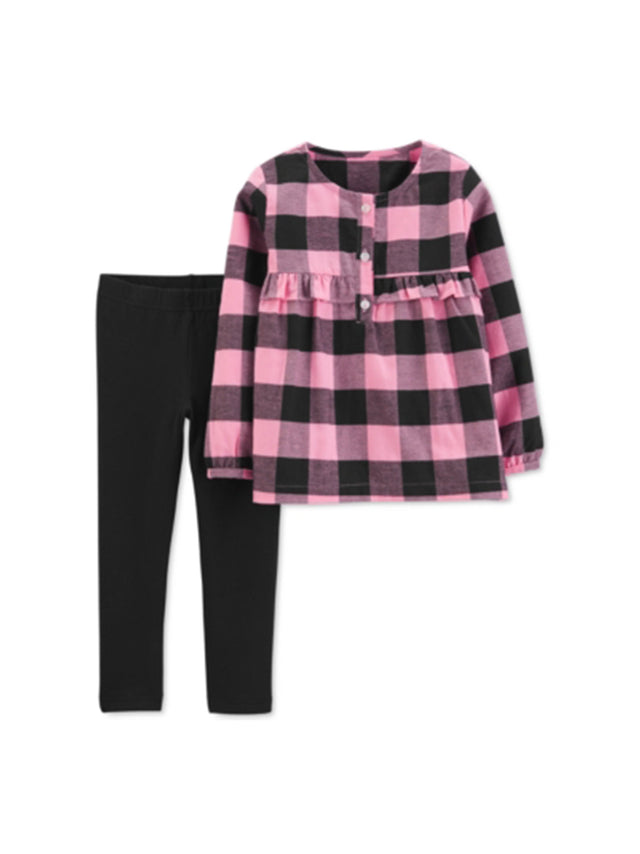 Image for Kids Girl's Plaid Top & Bottom Sets,Pink/Black