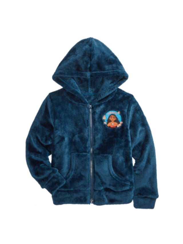 Image for Kids Girl's Graphic Embroidered Fleece Jacket,Dark Blue