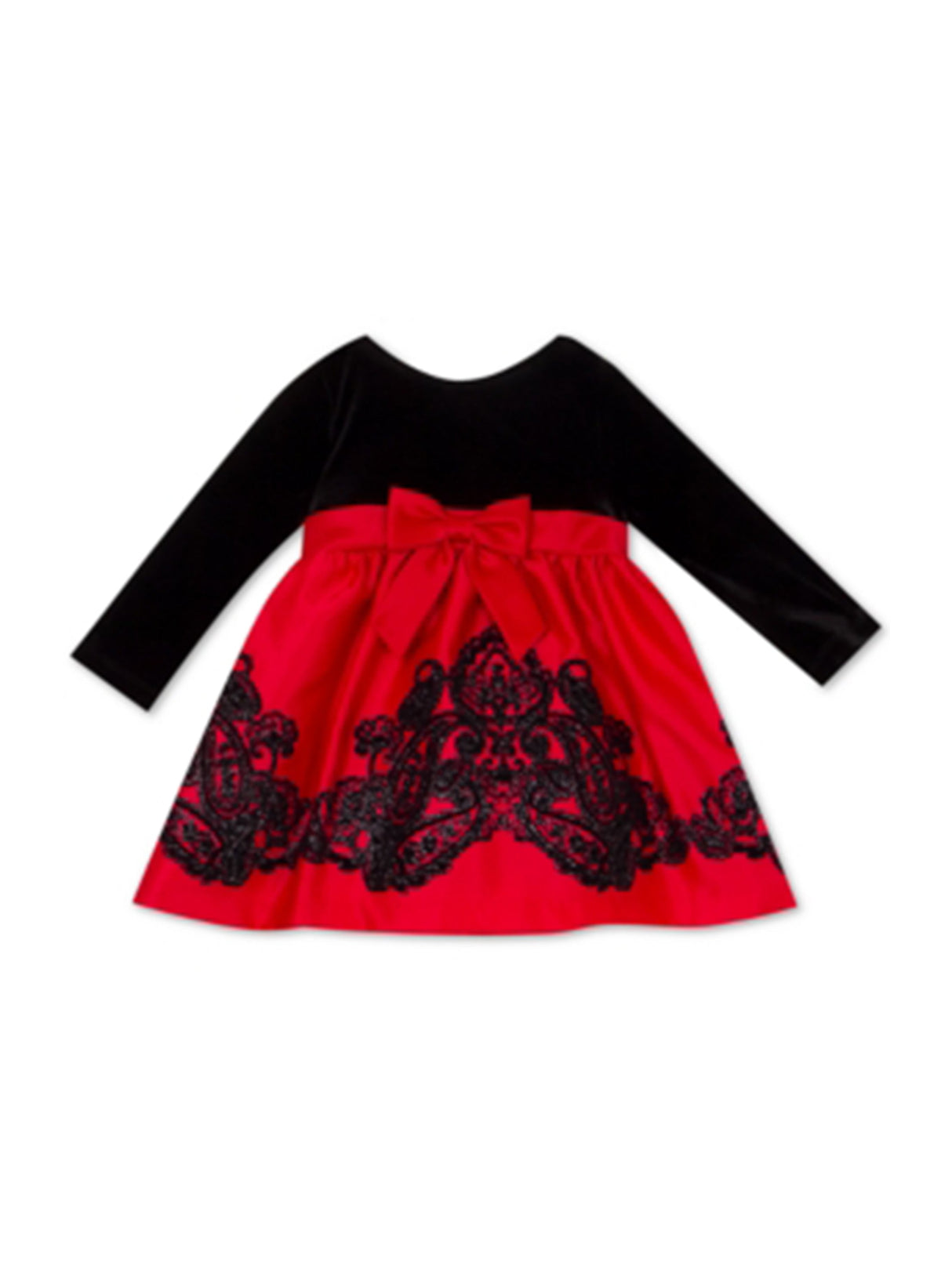 Image for Kids Girl's Glitter Velvet Dress,Black/Red