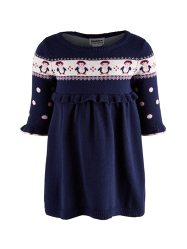 Image for Kids Girl's Graphic  Embroidered Sweater Dress,Navy