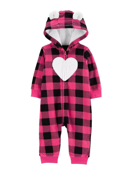 Image for Kids Girl's Plaid Jumpsuit,Pink/Black