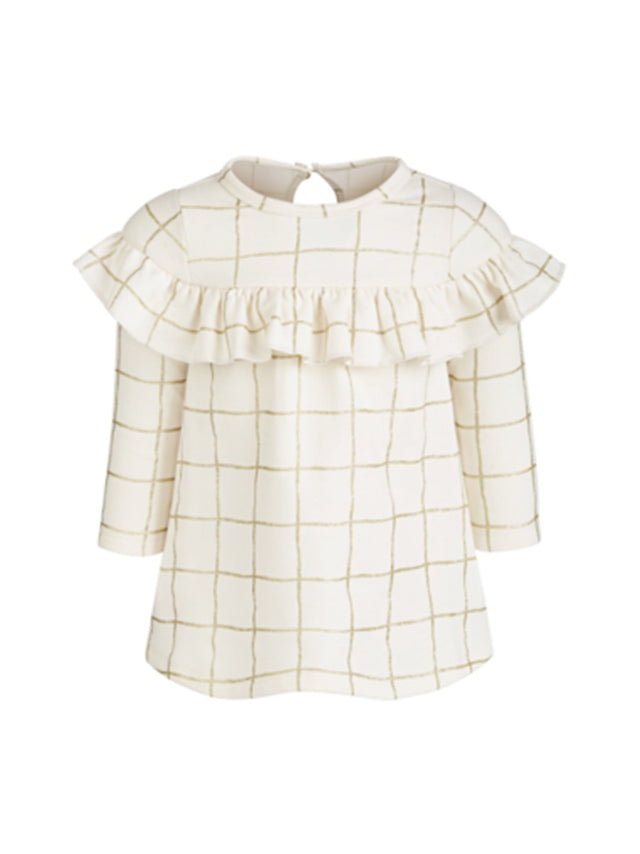 Image for Kids Girl's Ruffled Plaid Dress,Ivory