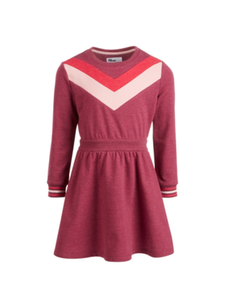 Image for Kids Girl's Chevron Sweatshirt Dress,Wine