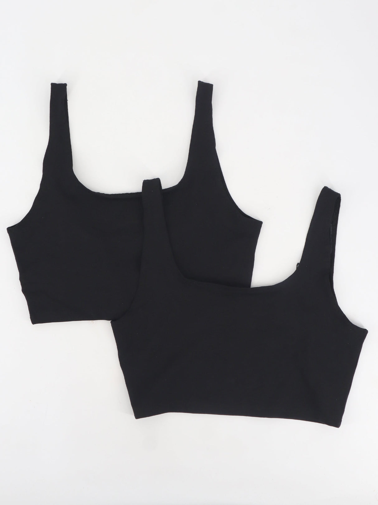 Image for Women's 2 Pcs Plain Solid Sport Top Set,Black
