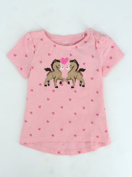 Image for Kids Girl's Graphic Embroidered T-Shirt,Pink