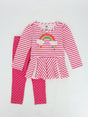 Image for Kids Girl's 2 Pcs Striped Polka Dot Top & Bottom Set,Pink/White