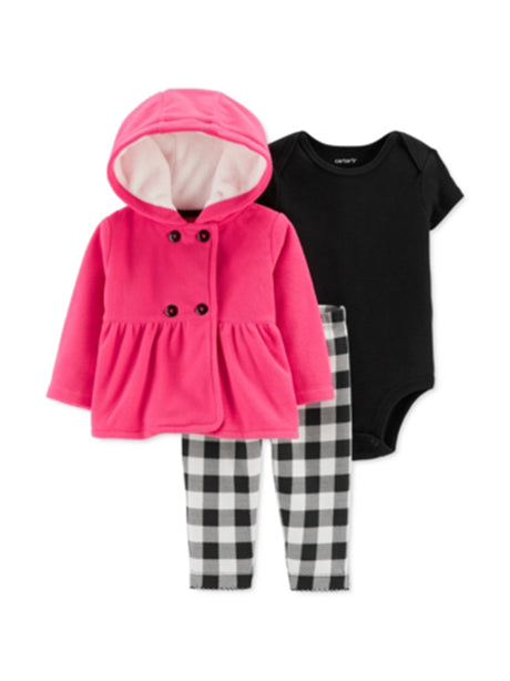 Image for Kids Girl's 3 Pcs Top & Bottom Set,Pink/Black