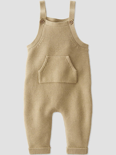 Image for Kids Boy's Textured Overalls,Beige