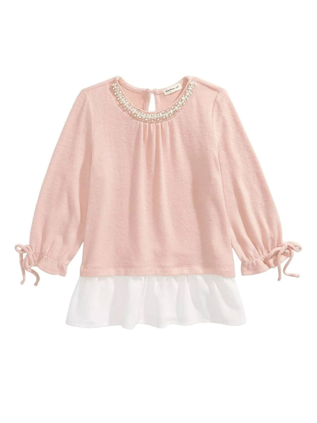 Image for Kids Girl's Embellished Layered Top,Pink