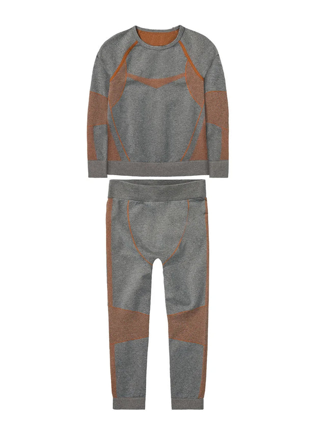 Image for Kids Boy's 2 Pcs Textured Top & Bottom Sleepwear Set,Grey/Brown