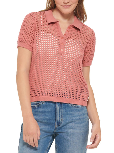 Image for Women's Open Stitch Polo T-Shirt,Pink