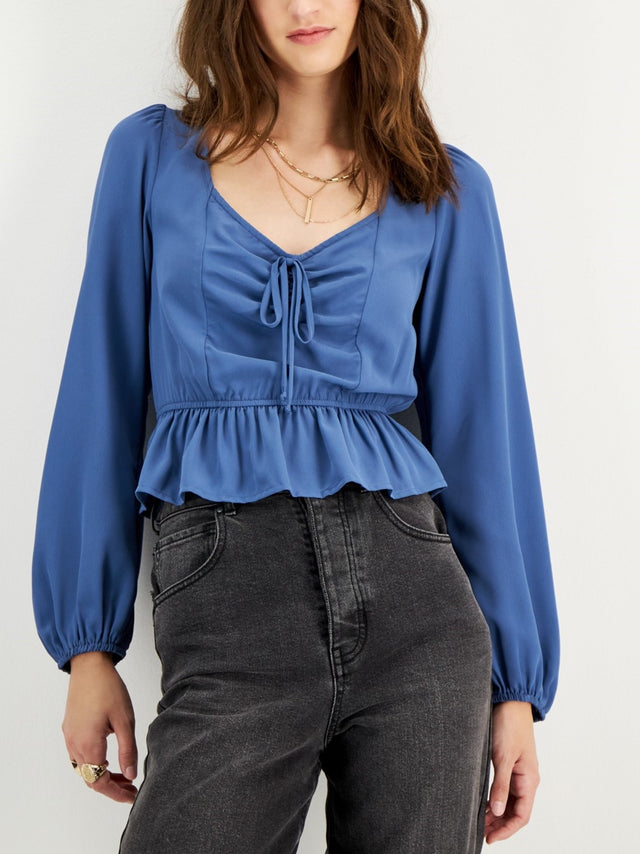 Image for Women's Puff Sleeve Top,Blue