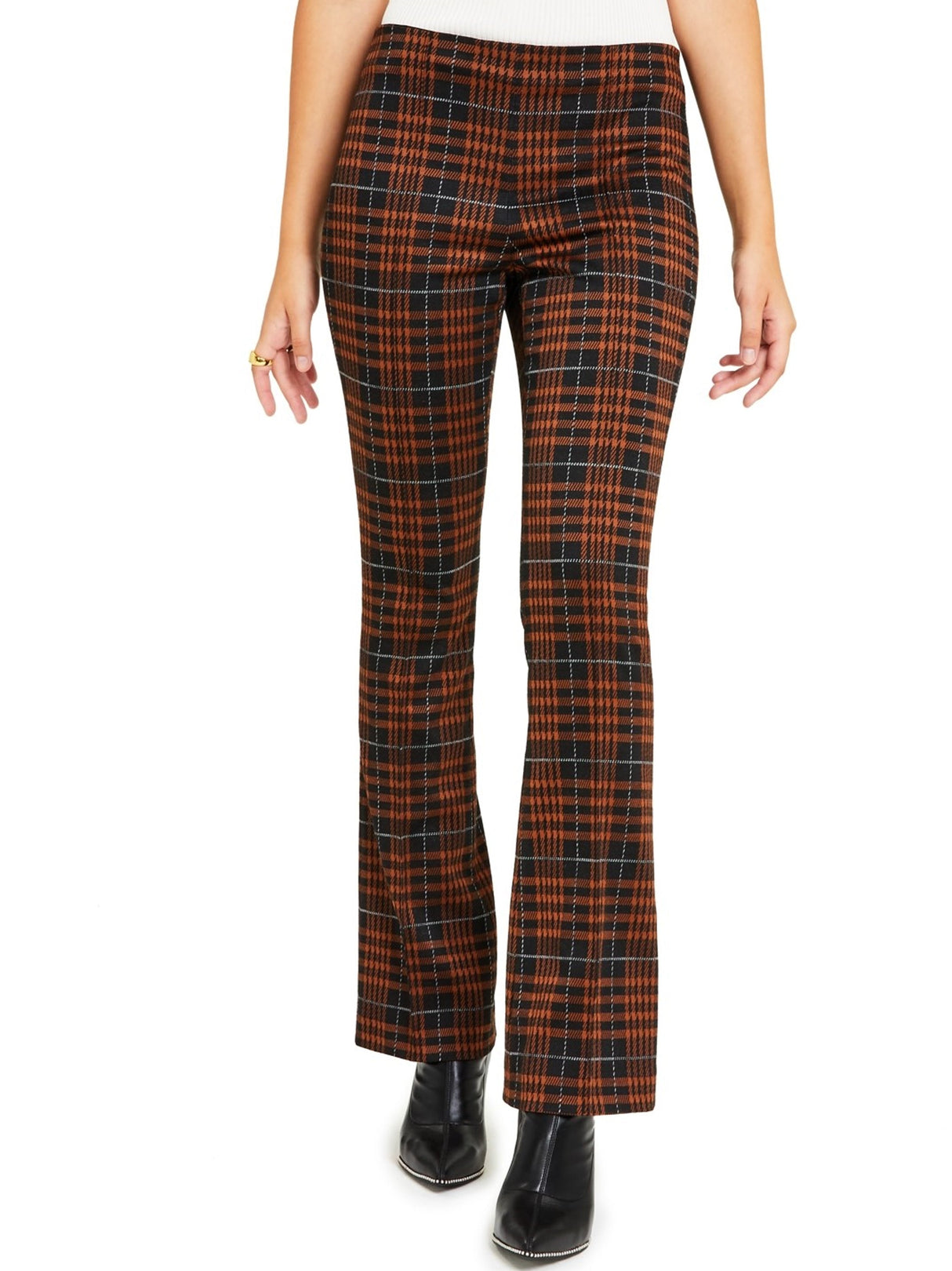 Image for Women's Plaid Flare Pants,Brown