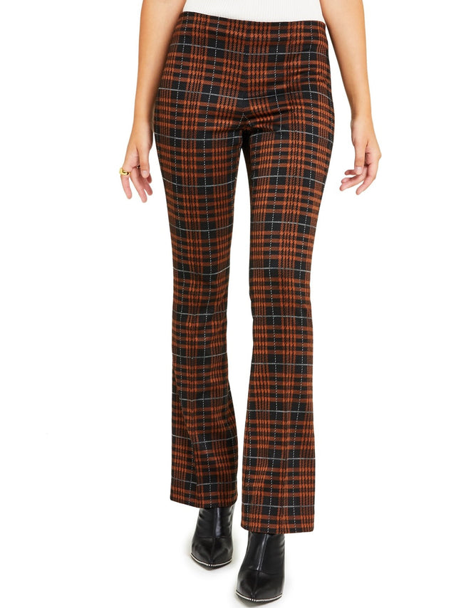 Image for Women's Plaid Flare Pants,Brown