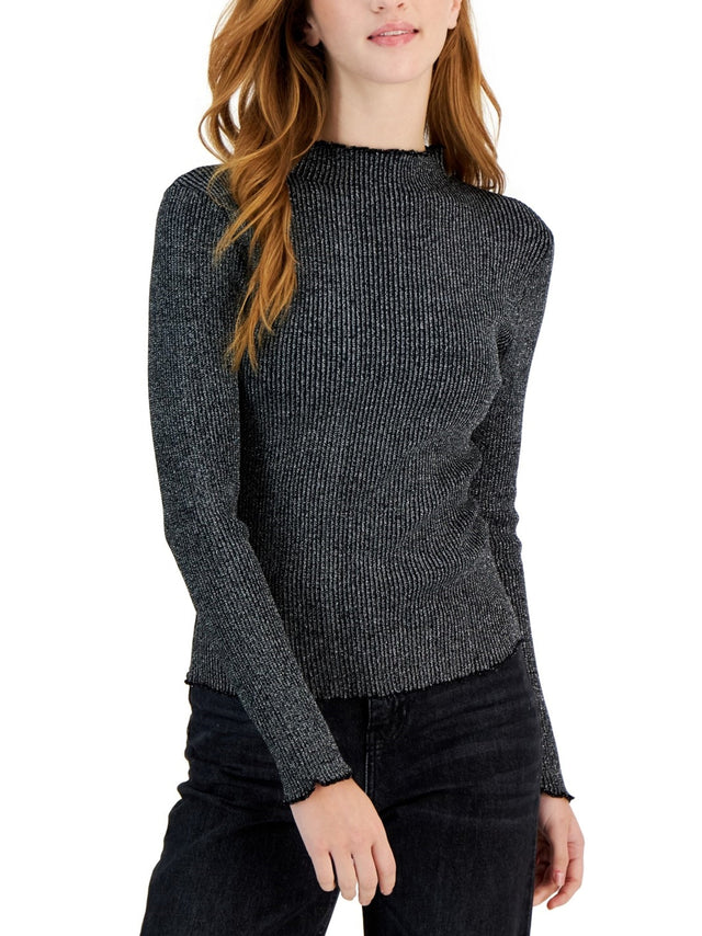 Image for Women's Glitter Ribbed Sweater,Black