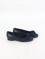 Image for Women's Plain Bow Leather Flat Shoes,Navy