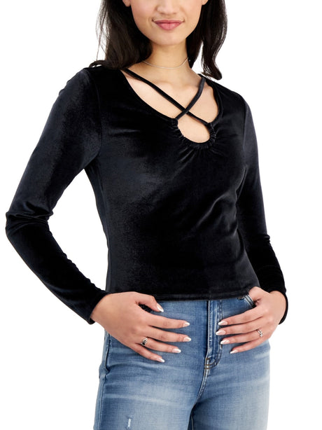 Image for Women's Crisscross Velvet Top,Black