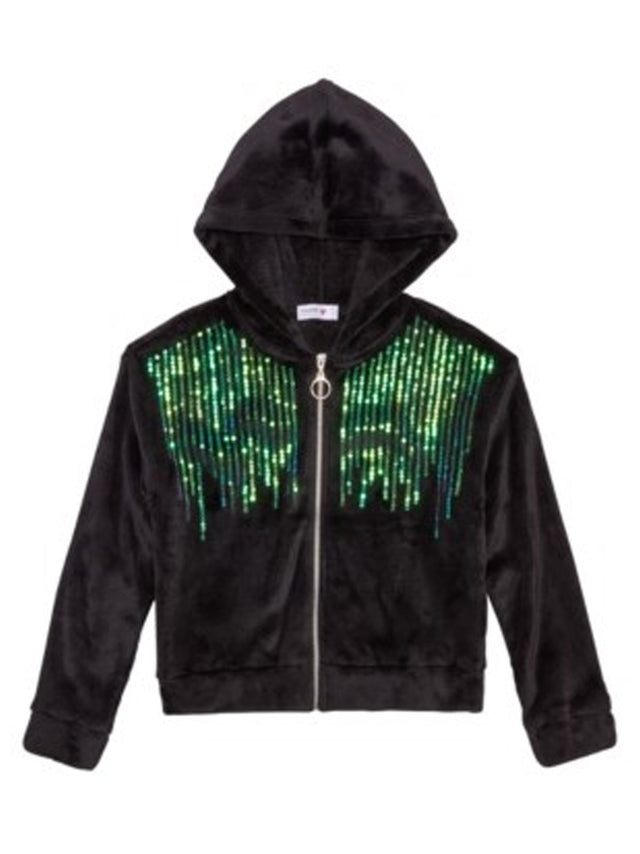 Image for Kids Girl's Sequined Fleece Hoodie,Black