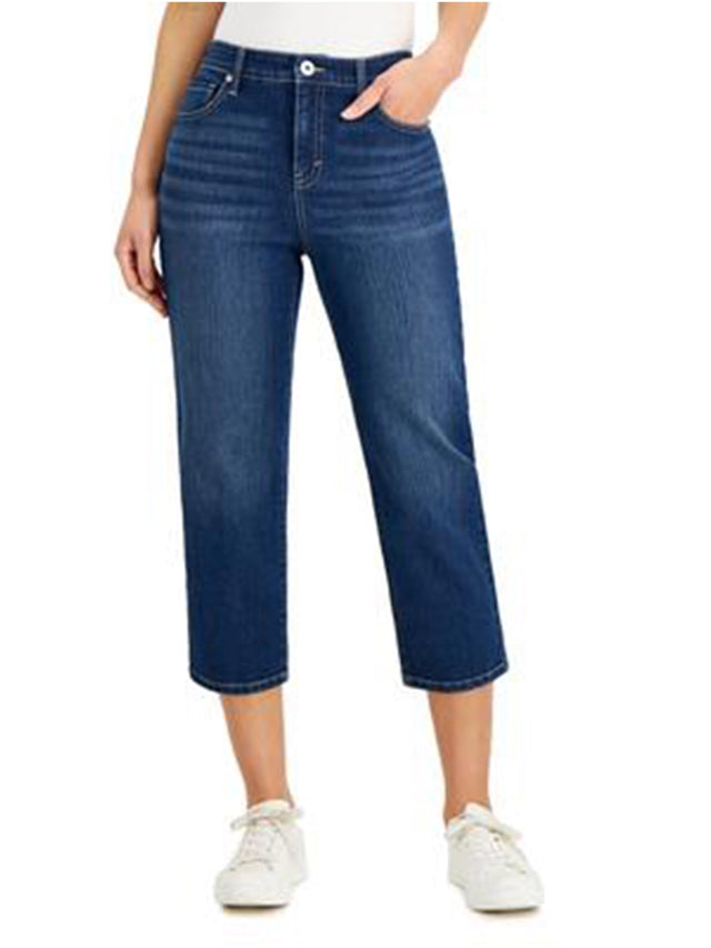 Image for Women's High Rise & Cropped Washed Jeans,Blue