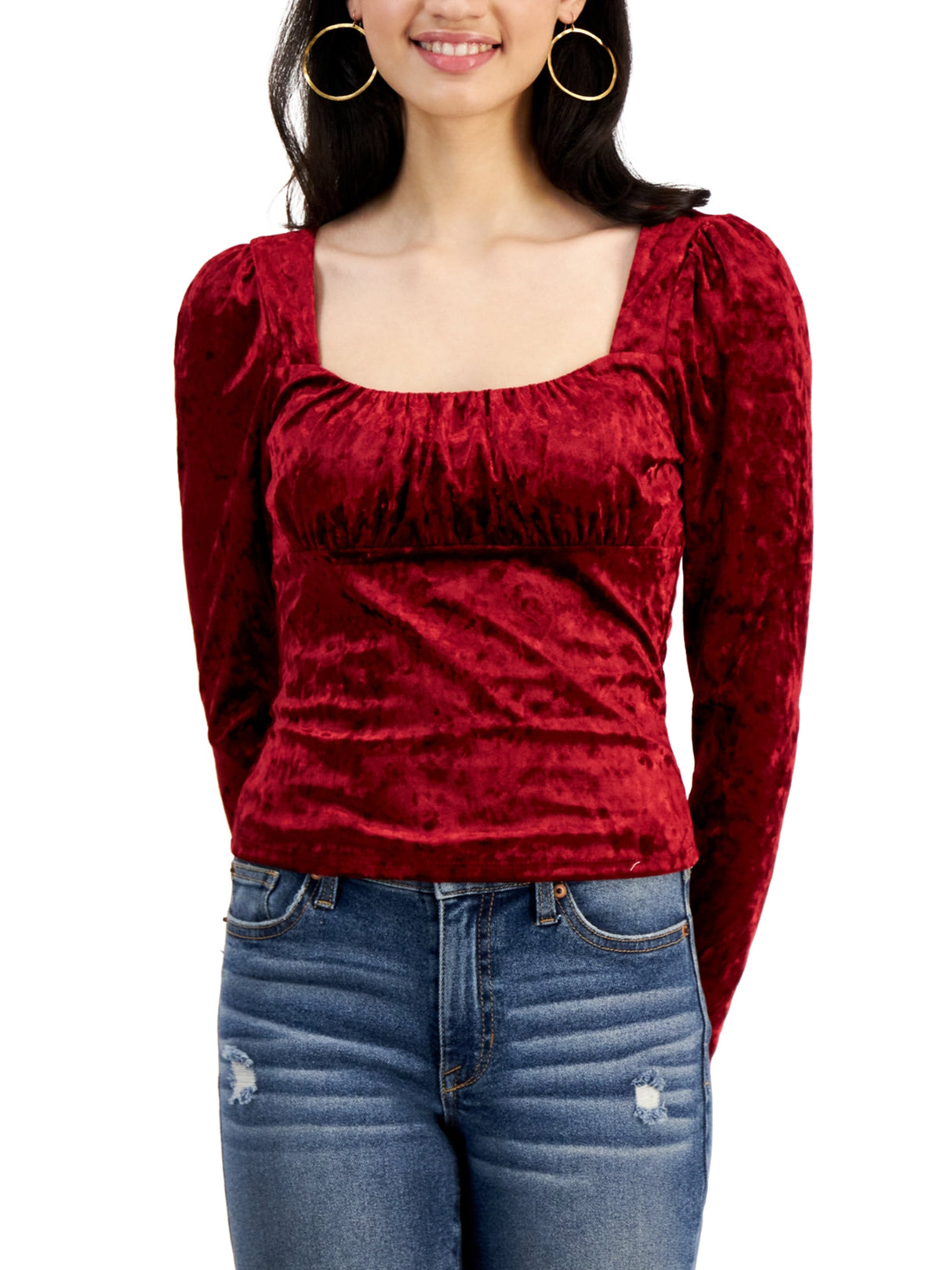 Image for Women's Plain Velvet Top,Red