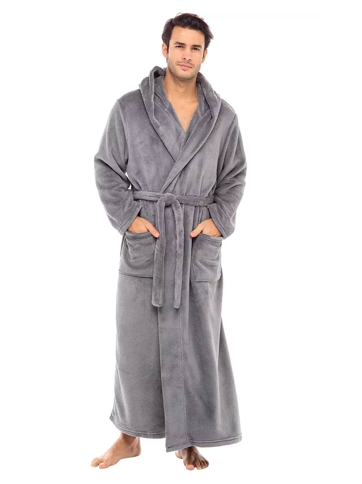 Image for Men's Plain Solid Sleepwear Robe,Grey