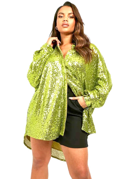 Image for Women's Sequined Dress Shirt,Green