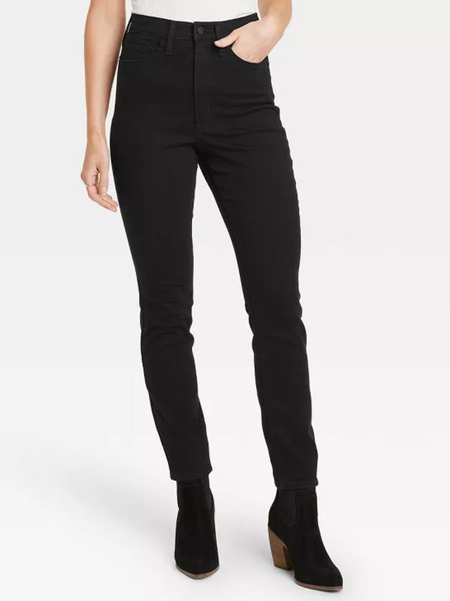 Image for Women's Plain Skinny Jeans,Black