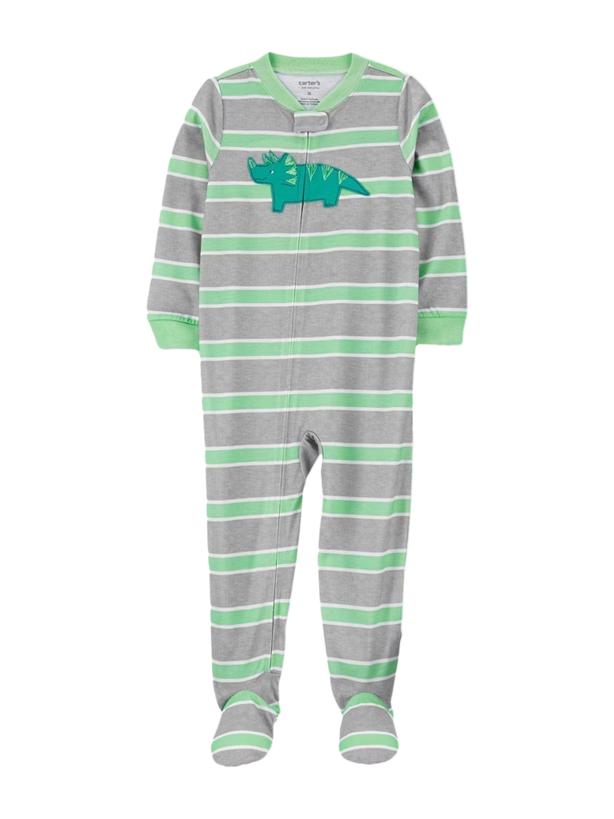 Image for Kids Boy's Graphic Embroidered Striped Jumpsuit,Grey/Green