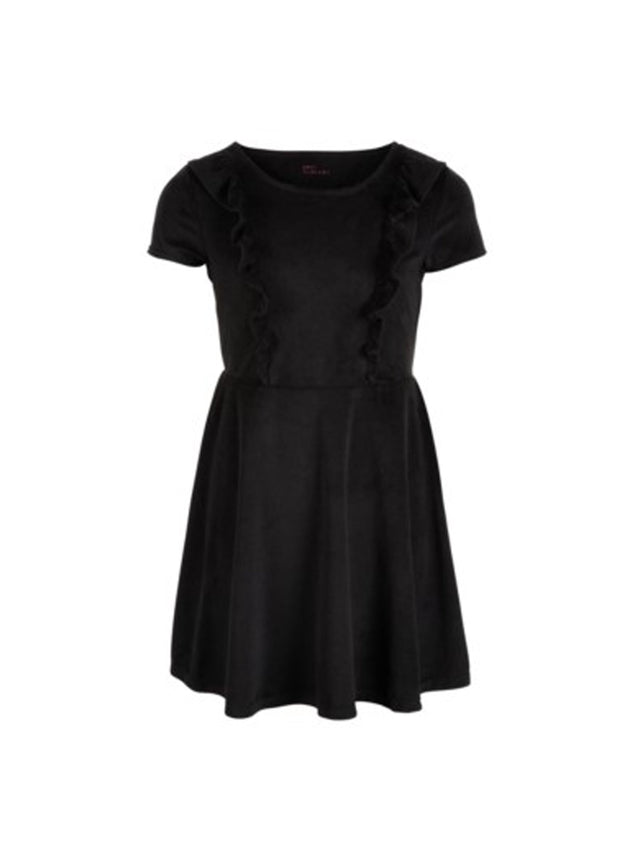 Image for Kids Girl's Trim Ruffle Trim Velvet Dress,Black