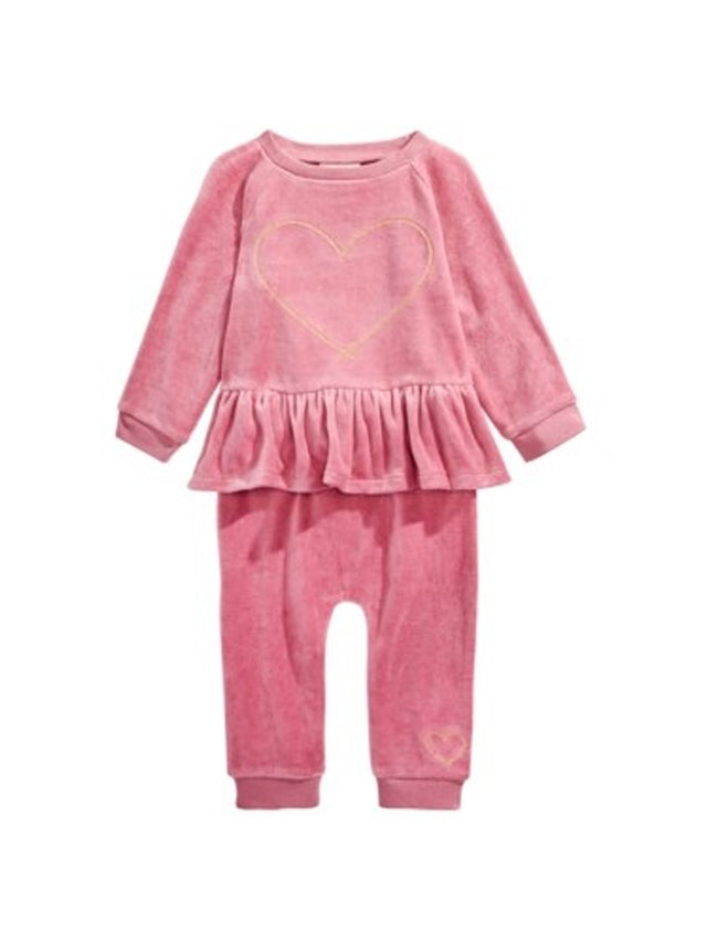 Image for Kids Girl's 2 Pcs Ruffled Top & Joggers Set,Pink