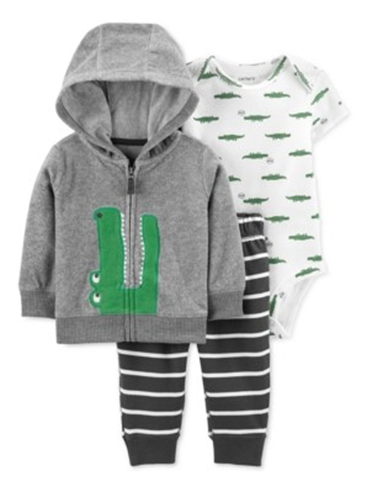 Image for Kids Boy's 3 Pcs Graphic Embroidered Striped Top & Bottom Set,Multi