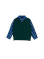 Image for Kids Boy's 2 Pcs Textured Sweater & Plaid Shirt Set,Green/Blue