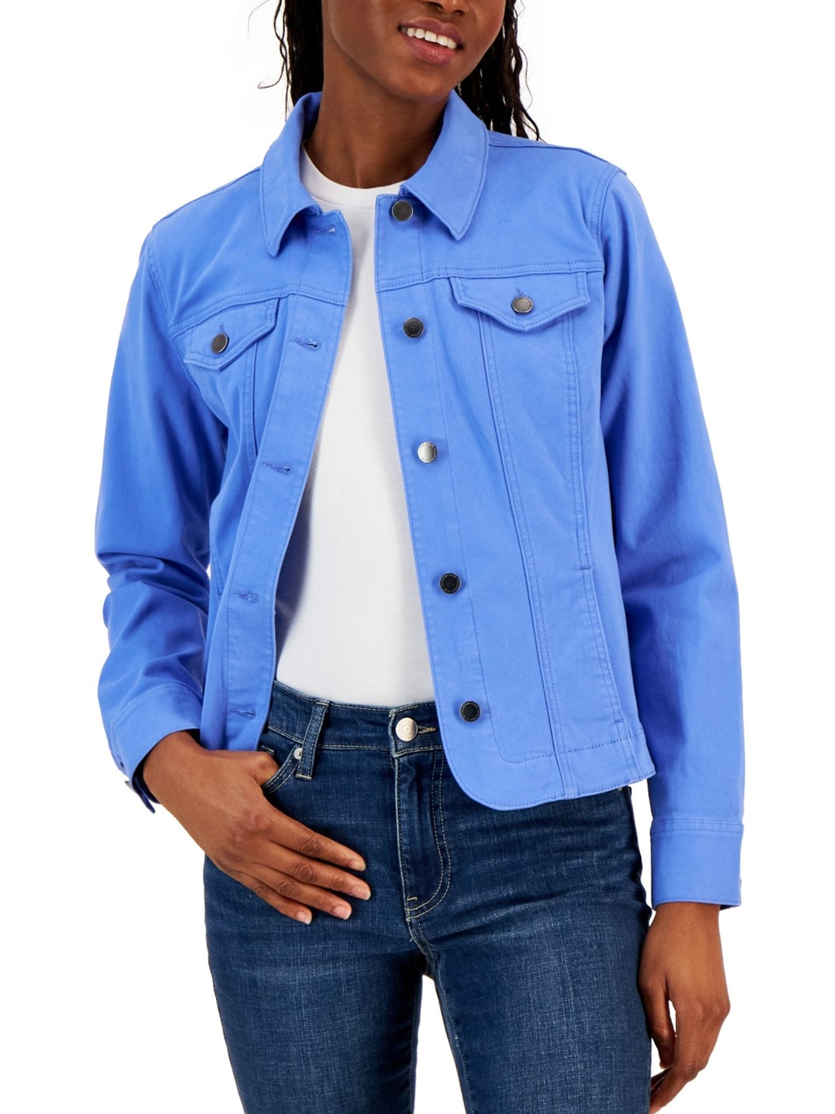 Image for women's Petite Plain Denim Jacket,Blue