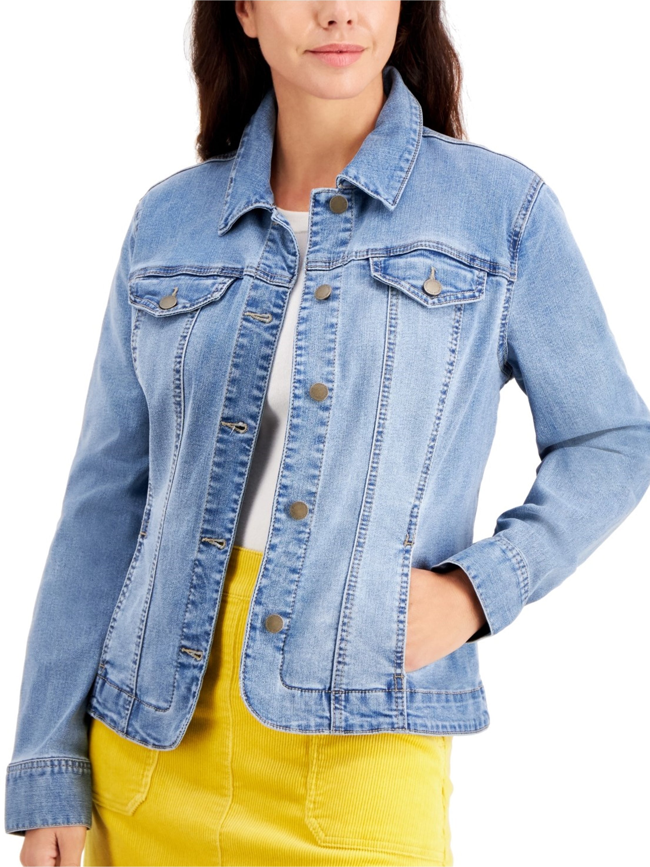 Petite stretch denim jacket hot sale