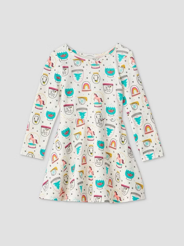 Image for Kids Girl's Graphic Printed Dress,White