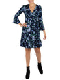 Image for Women's Floral Printed Flare Dress,Navy