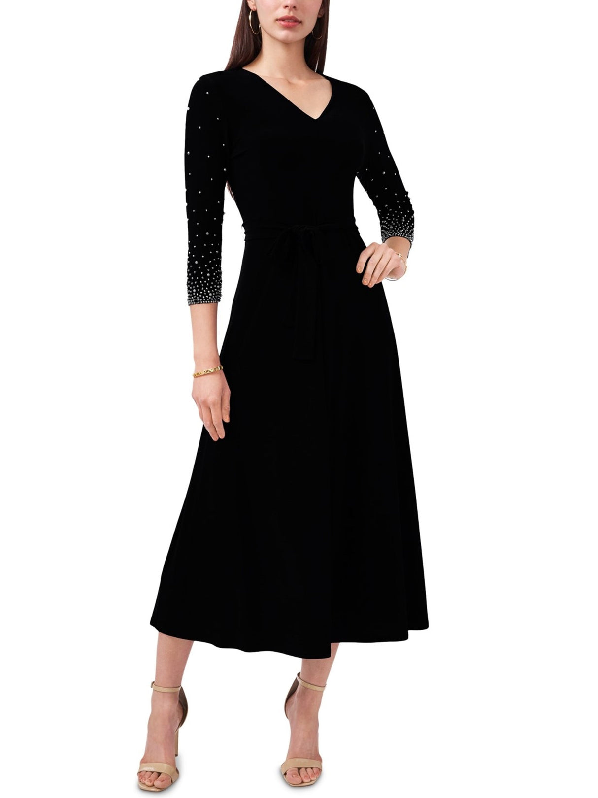 Image for Women's Embellished MIDI Flare Dress,Black