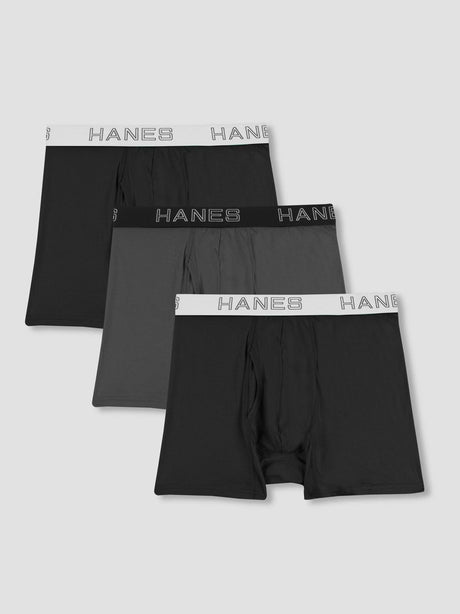 Image for Men's 3 Pcs Plain Boxers Set,Black/Grey