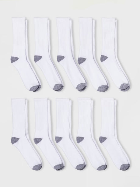 Image for Men's 10 Pairs Plain Long Socks,White