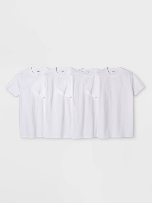 Image for Men's 4 Pcs Plain T-Shirt Set,White