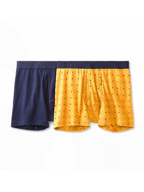 Image for Men's 2 Pcs Polka Dots Boxers Set,Navy/Yellow