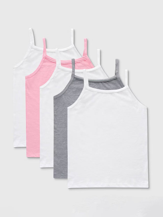 Image for Kids Girls 5 Pcs Plain Camisole Set,Multi