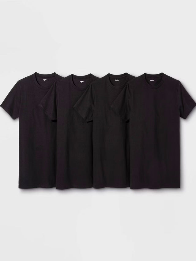 Image for Men's 4 Pcs Plain T-Shirt Set,Black