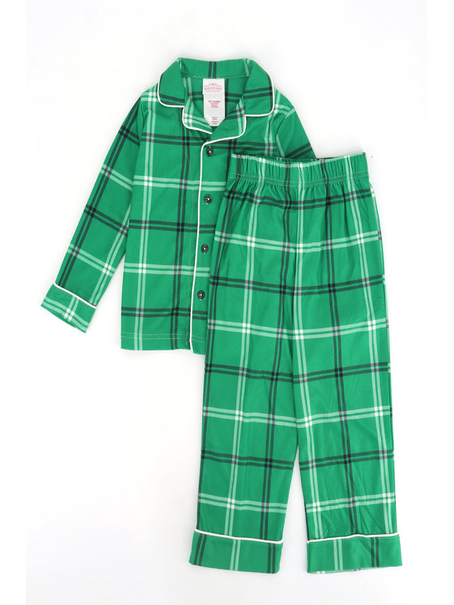 Image for Men's 2 Pcs Plaid Top & Bottom Sleepwear Set,Green