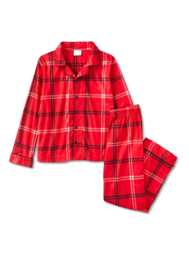 Image for Kids Boy's 2 Pcs Plaid Top & Bottom Sleepwear Set,Red