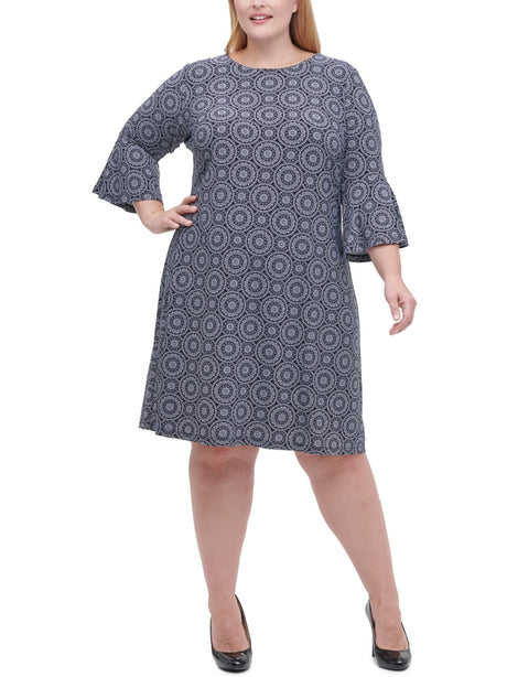 Image for Women's Printed Shift MIDI Dress,Navy