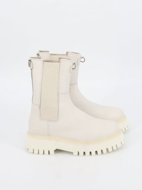 Image for Women's Plain Leather Ankle Boots,Off White