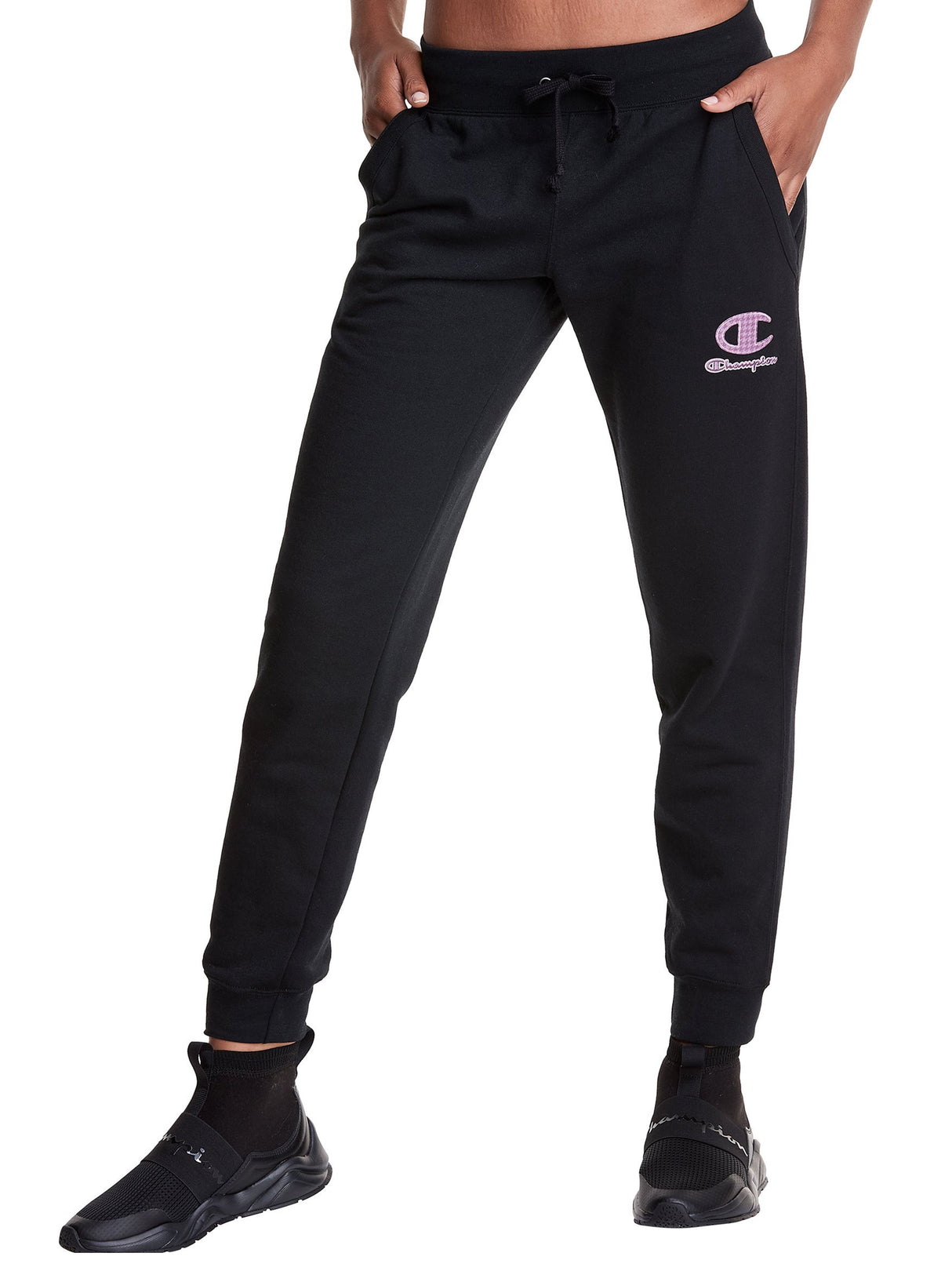 Image for Women's Brand Logo Embroidered Fleece Joggers,Black